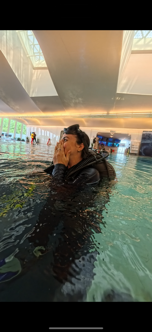Clear water in the world's deepest indoor pool at Deep Dive Dubai.