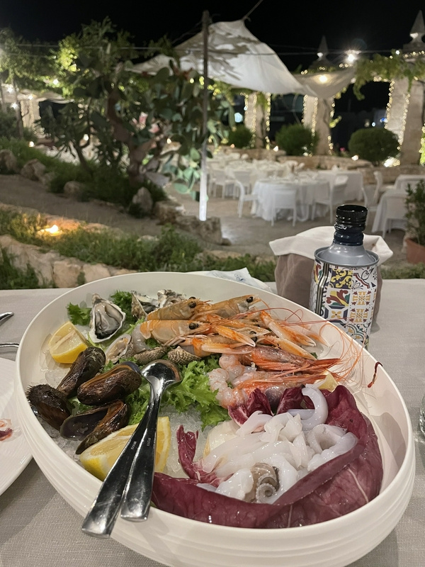 Fish dinner on the terrace hero