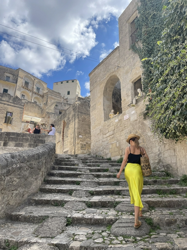 Aerial view of Matera showcasing the ancient Sassi cave dwellings