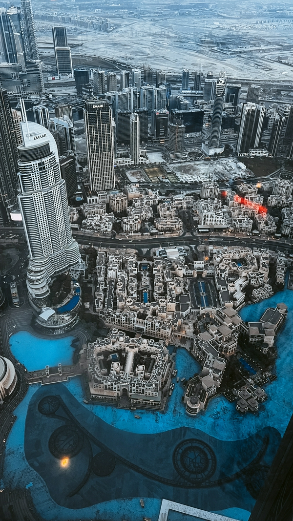 Stunning panoramic view from Burj Khalifa observation deck.