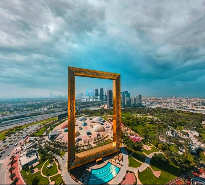 Stunning view of Dubai Frame showcasing urban architecture and natural beauty.