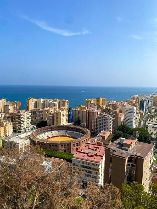Roman amphitheater, Baroque cathedral, and Moorish castle in Malaga, showcasing its rich history and art scene.