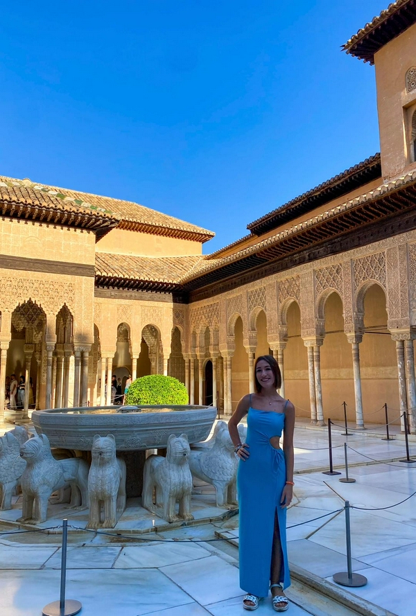 The Alhambra palace and Sierra Nevada Mountains in Granada, Spain.
