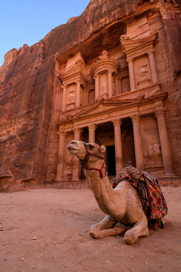 Stunning view of Petra's rock-cut architecture and desert landscape.
