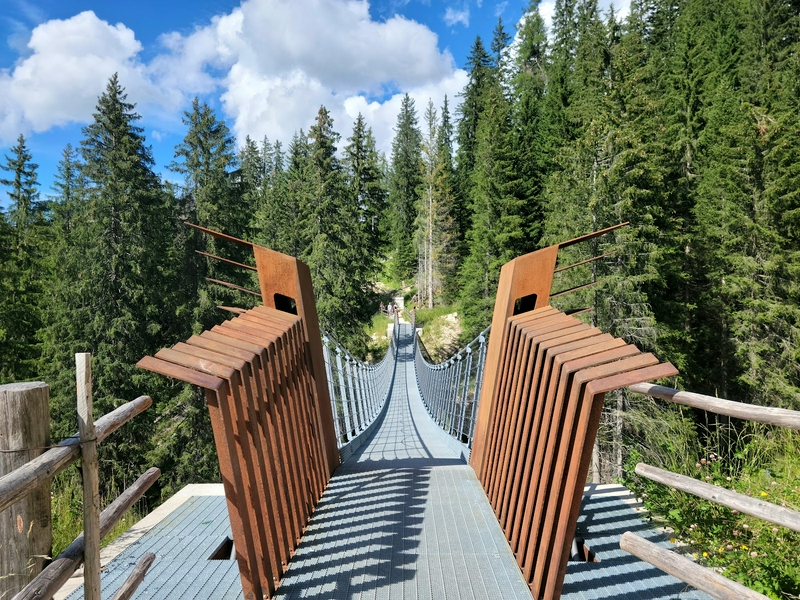 Suspension bridge at Lake Carezza hero