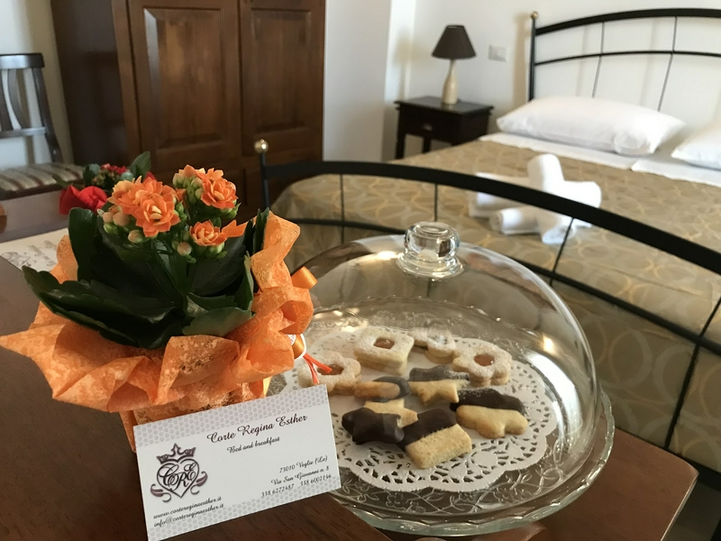 Cozy bedroom featuring a comfortable bed, decorative pillows, flowers, and stylish lamp.