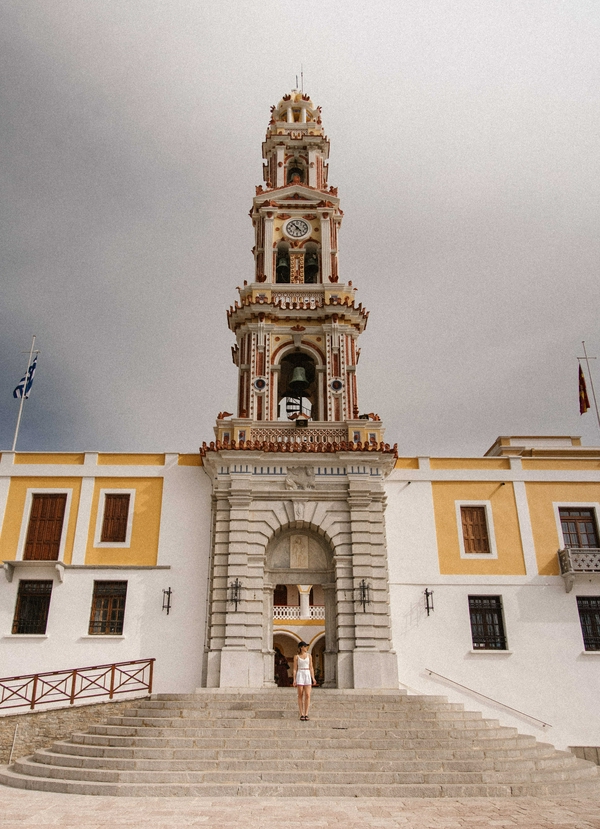 Scenic view of Panormitis Monastery on Symi Island