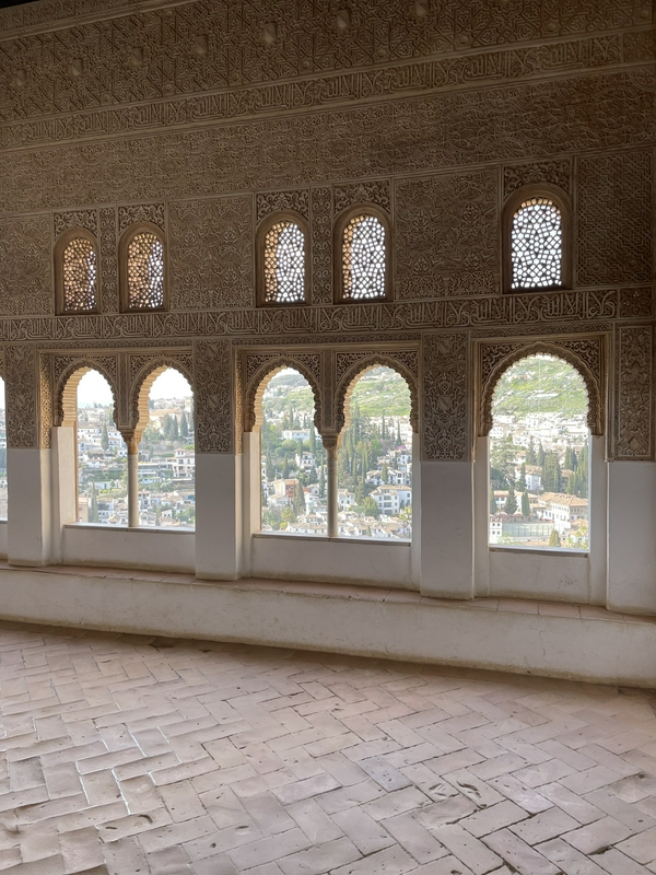 A beautiful view of the Alhambra and Generalife gardens in Spain.