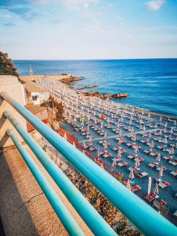 Scenic view of the seaside promenade along Corso Italia in Genoa, Italy.